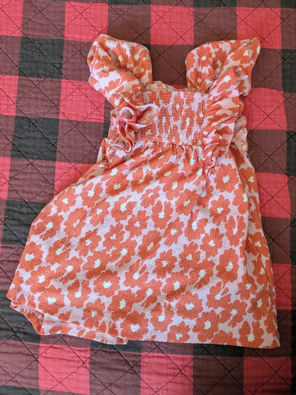 Zara Orange and White Floral Ruffle Sundress